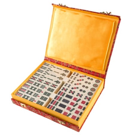 Toy Time Chinese Mahjong Game Set with 146 Tiles, Dice, and Ornate Storage Case for Adults, Kids 554976SHB